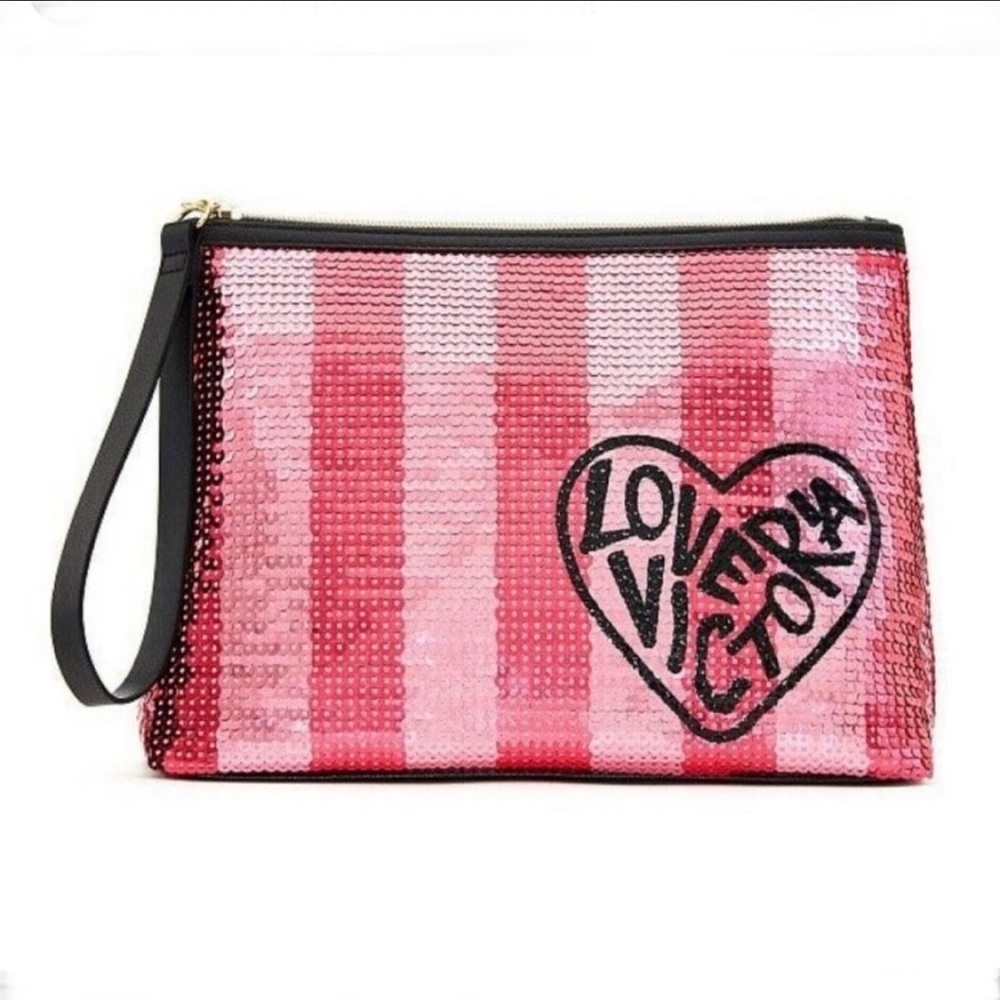 VICTORIA’S SECRET Sequin Large Makeup Bag NWT